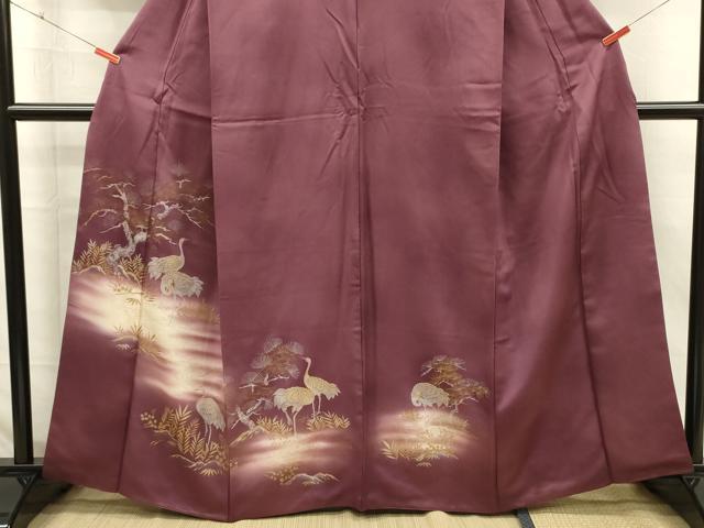 平和屋着物■訪問着 群鶴文 枝松 暈し染め 金銀彩 正絹 逸品 DABJ2649ya
