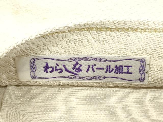 平和屋着物◎太鼓柄袋帯 幾何学文 銀糸 正絹 逸品 DABJ2657ya