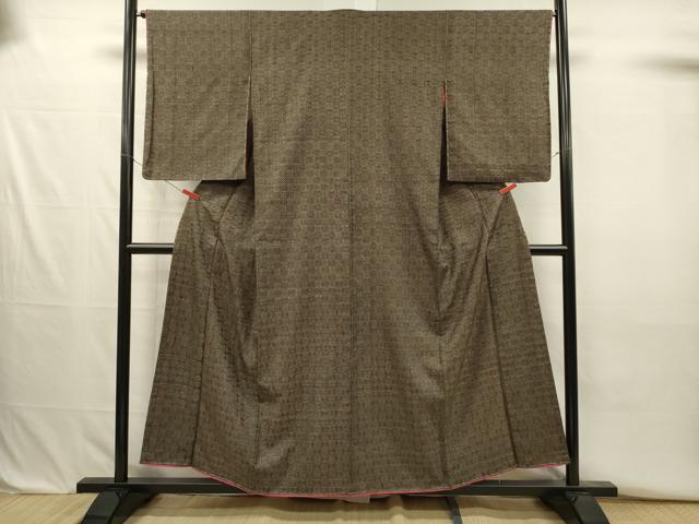平和屋着物■上質な紬 幾何学文 正絹 逸品 DABJ2708ya