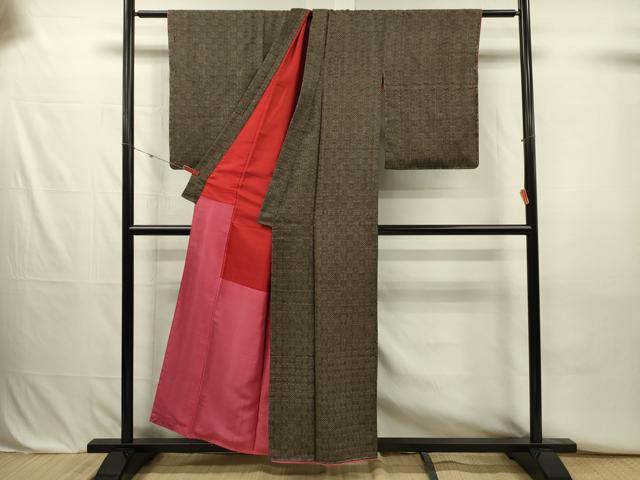 平和屋着物■上質な紬 幾何学文 正絹 逸品 DABJ2708ya