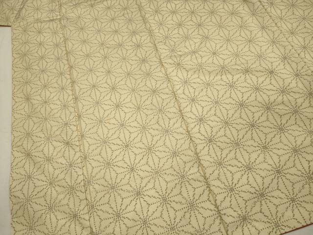 平和屋着物■上質な紬 麻の葉文様 正絹 逸品 DABJ2709ya