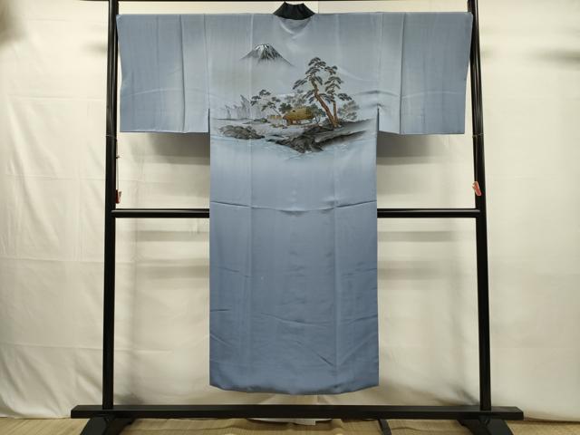 平和屋着物■男性 長襦袢 袷 風景人物文 暈し染め 金彩 正絹 逸品 DABJ2710ya