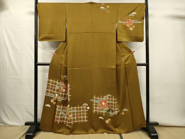 平和屋着物■訪問着 雪輪花松文 金彩 正絹 逸品 DABJ2716ya