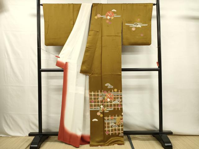 平和屋着物■訪問着 雪輪花松文 金彩 正絹 逸品 DABJ2716ya