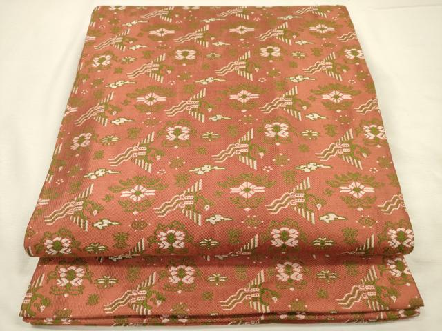 平和屋着物◎九寸開き名古屋帯 花鳥文 正絹 逸品 DABJ2721ya