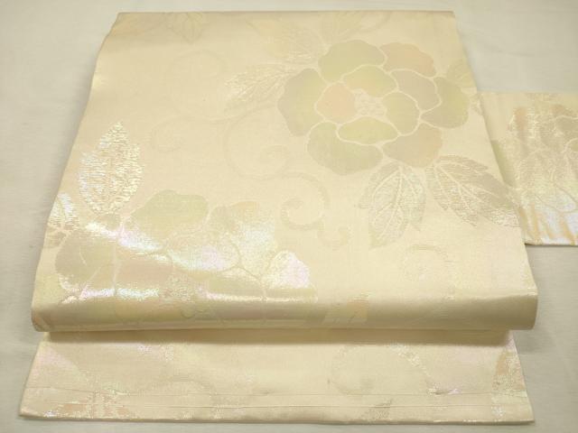 平和屋着物◎九寸名古屋帯 牡丹唐草文 正絹 逸品 DABJ2725ya