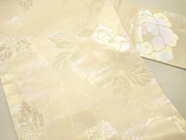 平和屋着物◎九寸名古屋帯 牡丹唐草文 正絹 逸品 DABJ2725ya
