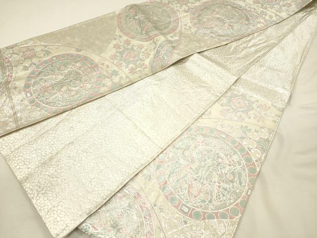 平和屋着物◎九百佐賀錦 六通柄袋帯 佐賀錦華文 銀糸 正絹 逸品 DABJ2727ya