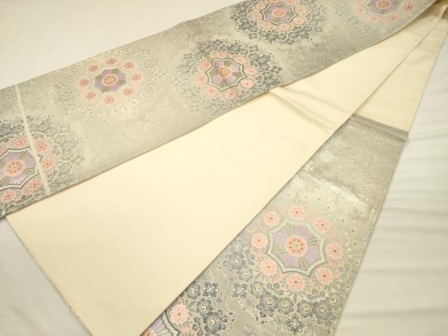 平和屋着物◎六通柄袋帯 唐織 正倉院花文 金銀糸 正絹 逸品 DABJ2732ya