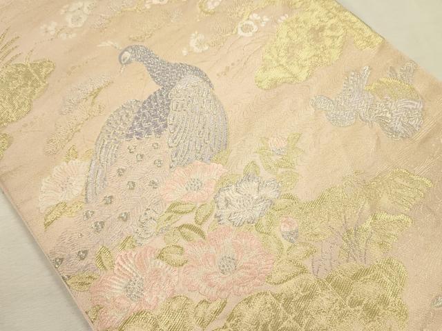 平和屋着物◎六通柄袋帯 唐織 花鳥画園 九百錦 金銀糸 正絹 逸品 DABJ2733ya
