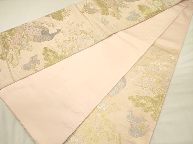 平和屋着物◎六通柄袋帯 唐織 花鳥画園 九百錦 金銀糸 正絹 逸品 DABJ2733ya