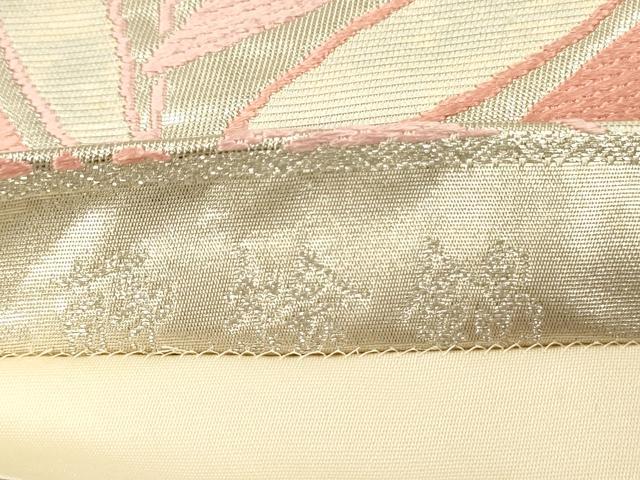 平和屋着物◎六通柄袋帯 草葉文 蒔絵錦 銀糸 正絹 逸品 DABJ2744ya