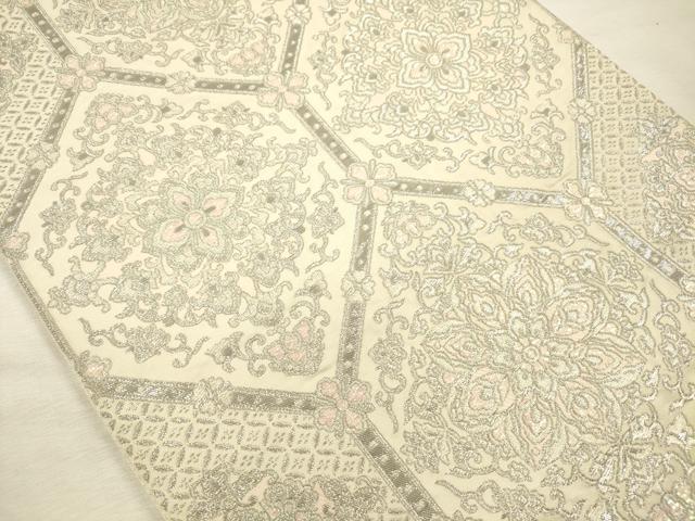 平和屋着物◎六通柄袋帯 正倉院花文 プラチナ箔 正絹 逸品 DABJ2745ya