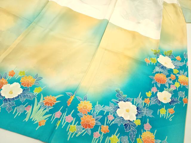 平和屋着物■訪問着 草花文 暈し染め 正絹 逸品 DABJ2761ya