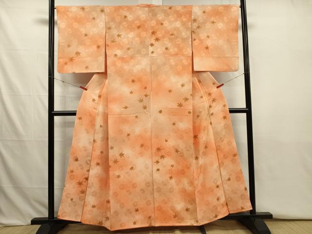 平和屋着物■上質な小紋 舞楓文 菊尽くし地紋 暈し染め 正絹 逸品 DABJ2768ya