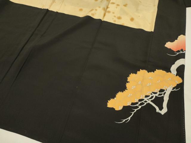平和屋着物■豪華黒留袖 刺繍 尾長鳥 枝松 金彩 正絹 逸品 DABJ2776ya