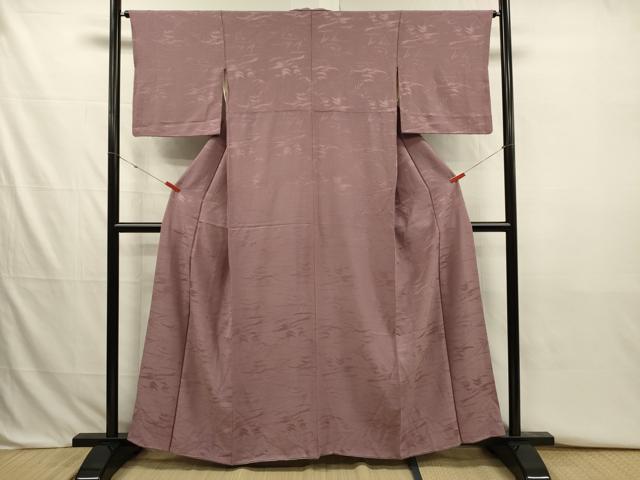平和屋着物■上質な色無地 芝草地紋 梅鼠色 正絹 逸品 DABJ2777ya