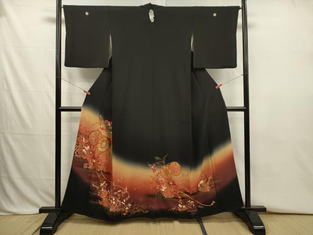 平和屋着物■豪華黒留袖 花鼓文 暈し染め 金彩 正絹 逸品 DABJ2782ya