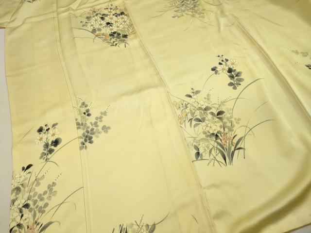 平和屋着物■上質な小紋 手描き 草花文 正絹 逸品 DABJ2788ya