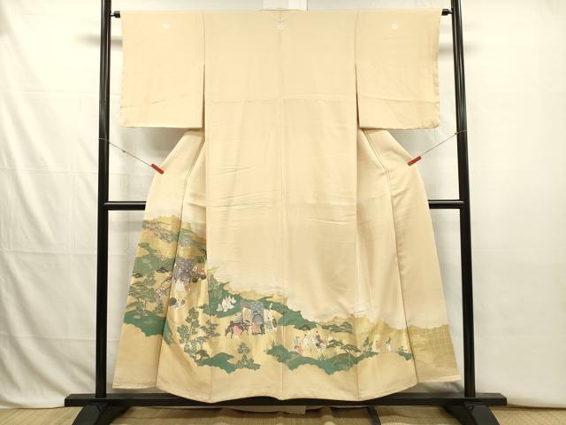 平和屋着物■豪華色留袖 寿光織 風景人物文 金糸 正絹 逸品 DABJ2791ya