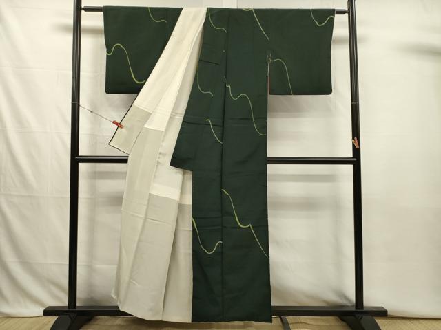 平和屋着物■上質な小紋 幾何学文 銀糸 正絹 逸品 DABJ2806ya