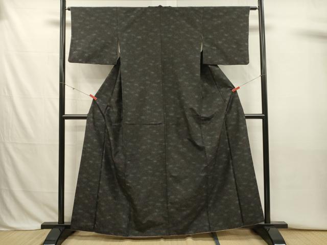 平和屋着物■上質な紬 笹の葉文 正絹 逸品 DABJ2807ya