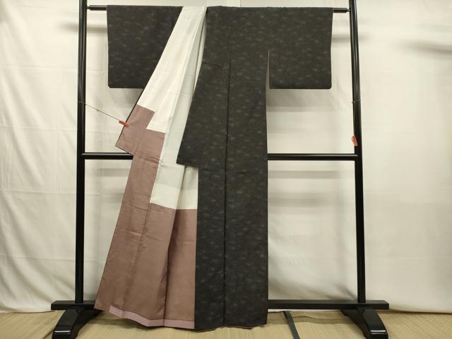 平和屋着物■上質な紬 笹の葉文 正絹 逸品 DABJ2807ya