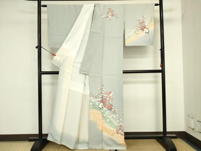 平和屋着物■訪問着 飛鶴御所車花文 暈し染め 金彩 正絹 逸品 DABJ2815ya