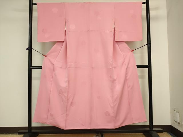 平和屋着物■上質な色無地 舞花地紋 薄紅色 正絹 逸品 DABJ2816ya