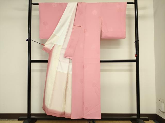 平和屋着物■上質な色無地 舞花地紋 薄紅色 正絹 逸品 DABJ2816ya