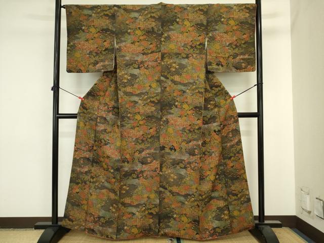 平和屋着物■上質な小紋 流水草花文 枝梅 正絹 逸品 DABJ2828ya