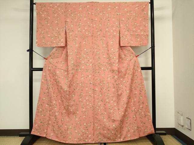 平和屋着物■上質な小紋 草花文 金彩 正絹 逸品 DABJ2829ya