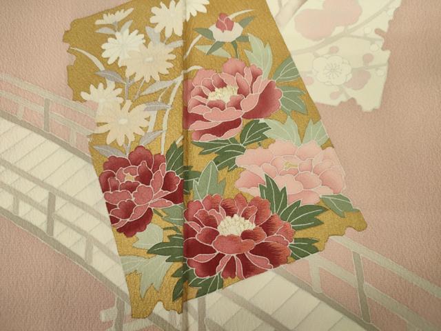 平和屋着物■訪問着 刺繍 渡橋花文 金彩 正絹 逸品 DABJ2831ya