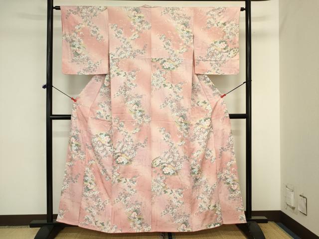 平和屋着物■上質な小紋 地紙花蝶文 暈し染め 金銀彩 正絹 逸品 DABJ2842ya