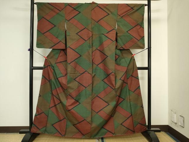 平和屋着物■本場大島紬 7マルキ 幾何学文 正絹 逸品 DABJ2845ya