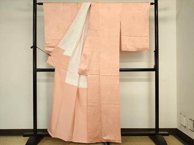 平和屋着物■上質な色無地 霞地紋 深支子色 正絹 逸品 DABJ2846ya