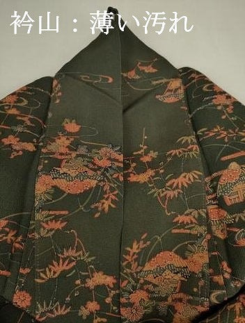 平和屋着物■上質な小紋 型染め 風景花文 鬼しぼ縮緬 正絹 逸品 DABJ2860ya