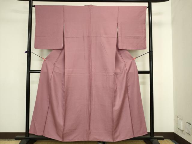 平和屋着物■上質な色無地 霞地紋 浅蘇芳色 正絹 逸品 DABJ2864ya