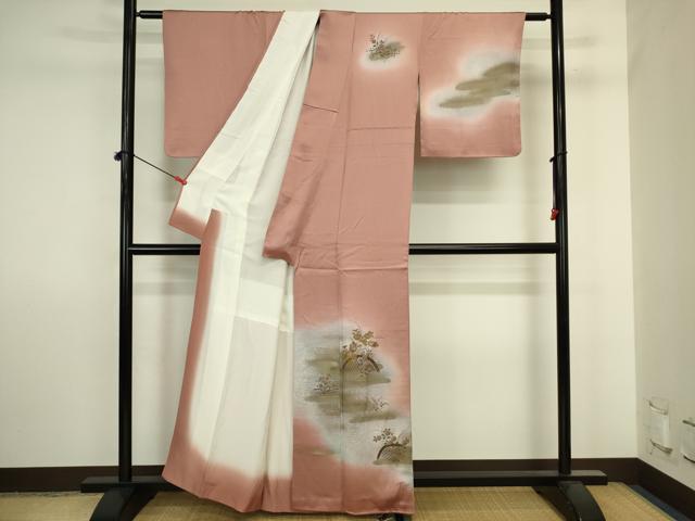 平和屋着物■訪問着 籬花文 暈し染め 金彩 正絹 逸品 DABJ2879ya