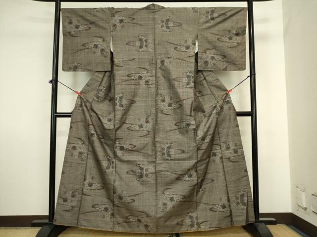 平和屋着物■本場大島紬 9マルキ 草花文 正絹 逸品 DABJ2884ya
