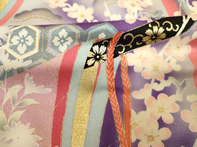平和屋着物■豪華振袖 御所車花文 暈し染め 金彩 正絹 逸品 DABJ2908ya
