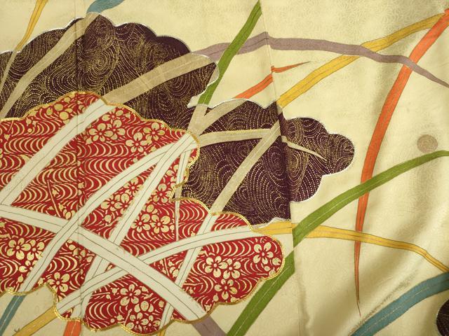 平和屋着物■豪華振袖 駒刺繍 露芝雲文 金彩 正絹 逸品 DABJ2912ya