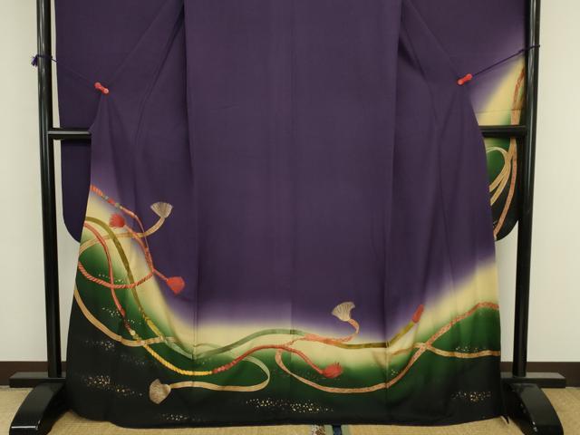 平和屋着物■豪華振袖 刺繍 結び紐文 暈し染め 金彩 正絹 逸品 DABJ2916ya