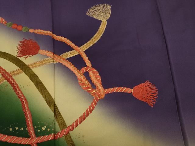 平和屋着物■豪華振袖 刺繍 結び紐文 暈し染め 金彩 正絹 逸品 DABJ2916ya