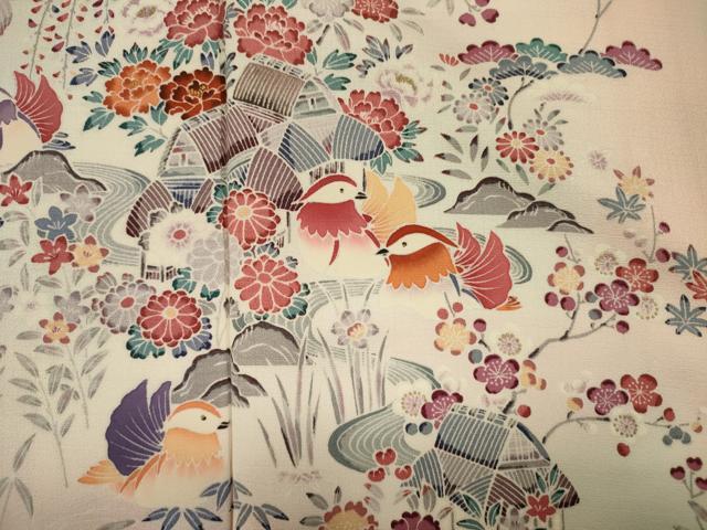 平和屋着物■訪問着 風景花松文 鴛鴦 暈し染め 金彩 正絹 逸品 DABJ2928ya