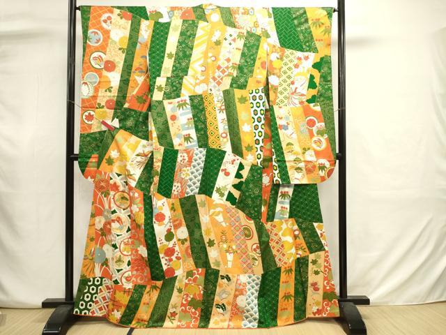 平和屋着物■豪華振袖 駒刺繍 花蝶丸文 金彩 正絹 逸品 DABJ2932ya