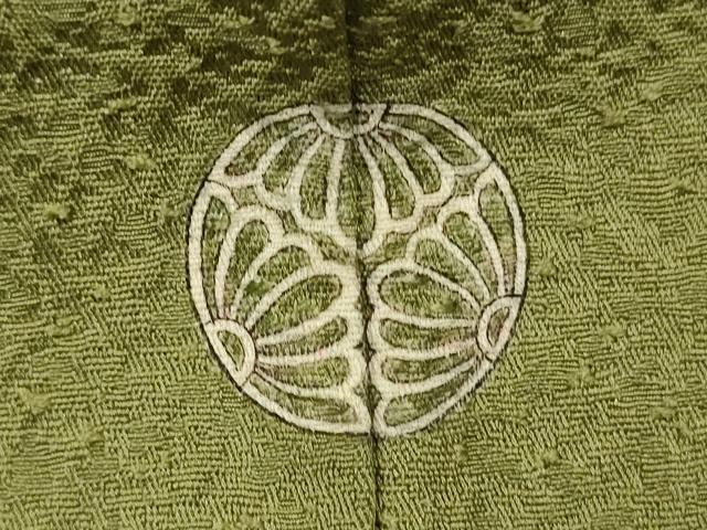 平和屋着物■上質な色無地 霞地紋 草色 正絹 逸品 DABJ2935ya