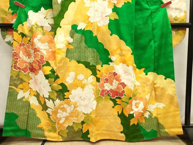 平和屋着物■豪華振袖 駒刺繍 牡丹 金彩 三越扱い 正絹 逸品 DABJ2936ya
