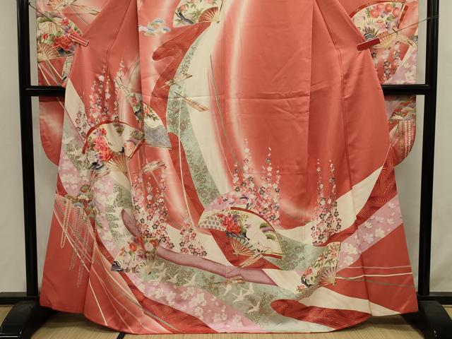平和屋着物■豪華振袖 扇面花鳥文 暈し染め 金彩 正絹 逸品 DABJ2939ya