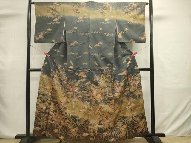 平和屋着物■訪問着 舞蝶花松文 宝尽くし 暈し染め 金彩 西武百貨店扱い 正絹 逸品 DABJ2946ya